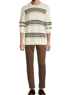 Saks Fifth Avenue Cashmere|Striped Cashmere Sweater Egret