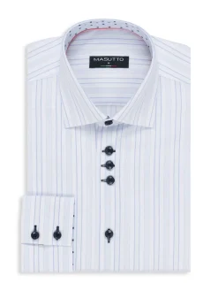 Masutto Dress Shirts|Striped Dress Shirt White
