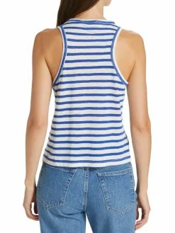 Women Frame Striped Linen Tank