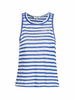 Women Frame Striped Linen Tank
