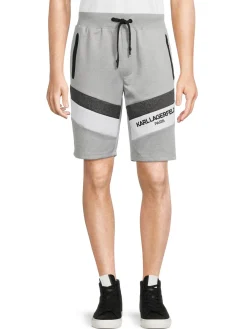 Karl Lagerfeld Paris Shorts|Striped Logo Shorts Grey