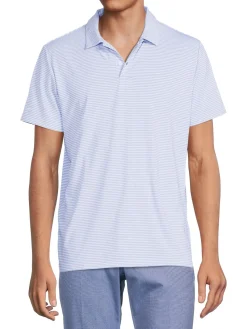 Bonobos Polos|Striped Performance Polo Sky High Blue