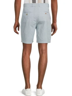 TailorByrd Shorts|Striped Performance Seersucker Shorts Blue