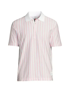 Thom Browne Polos|Striped Polo Light Pink