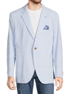 TailorByrd Blazers & Sportcoats|Striped Seersucker Sportcoat Blue