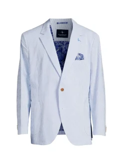 TailorByrd Blazers & Sportcoats|Striped Seersucker Sportcoat Blue