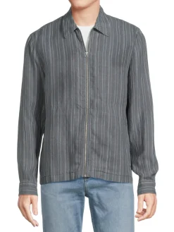 Vince Coats & Jackets|Striped Shacket Grey Blue