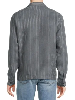 Vince Coats & Jackets|Striped Shacket Grey Blue