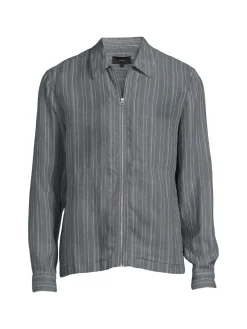 Vince Coats & Jackets|Striped Shacket Grey Blue