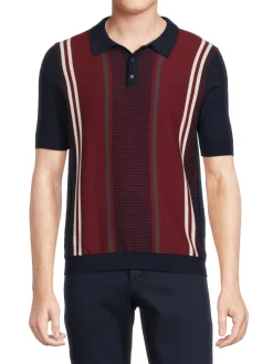 Max 'n Chester Polos|Striped Sweater Polo Navy Red