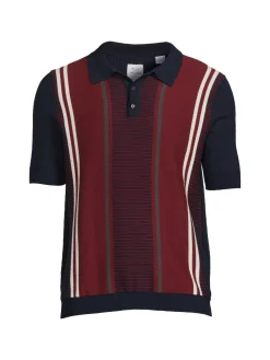Max 'n Chester Polos|Striped Sweater Polo Navy Red