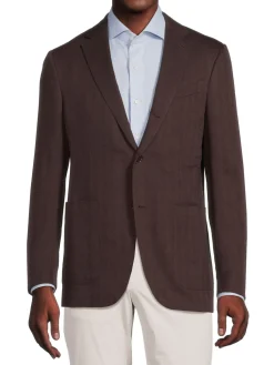 ZEGNA Blazers & Sportcoats|Striped Wool Blend Blazer Burgundy