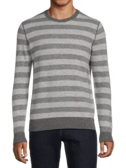 Vince Cashmere|Striped Wool Blend Sweater Grey