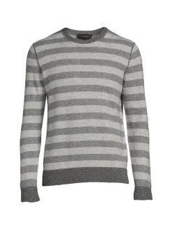 Vince Cashmere|Striped Wool Blend Sweater Grey