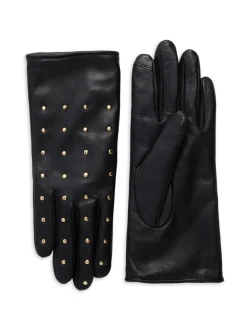 Saks Fifth Avenue Faux Fur|Studded Faux Fur-Lined Leather Gloves