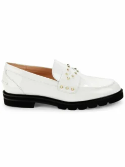 Stuart Weitzman Studded Patent Leather Penny Loafers