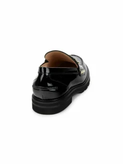 Stuart Weitzman Studded Patent Leather Penny Loafers