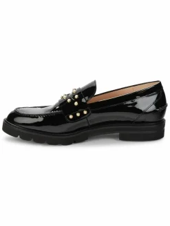 Stuart Weitzman Studded Patent Leather Penny Loafers