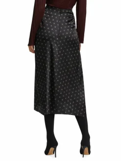 Women Vince Sun-Dot Satin Midi Skirt