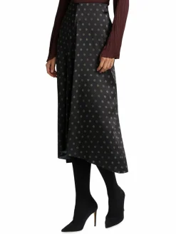 Women Vince Sun-Dot Satin Midi Skirt