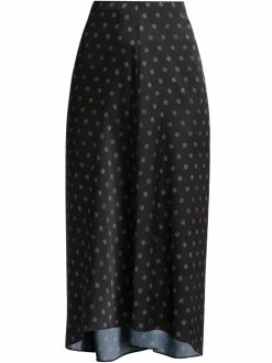 Women Vince Sun-Dot Satin Midi Skirt