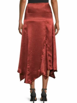 Women Free People Sunrise High Low Satin Midi Skirt