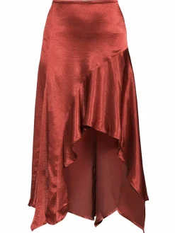 Women Free People Sunrise High Low Satin Midi Skirt