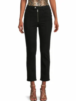 Women Frame Super High Rise Cropped Straight Jeans