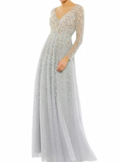 Women Mac Duggal Surplice Neckline Sequin Gown