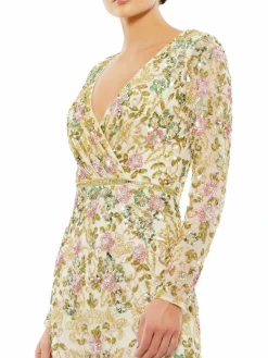 Women Mac Duggal Surplice Sequin Trumpet Gown