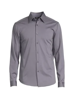 Theory Casual Button-Down Shirts|Sylvain Cotton Long Sleeve Shirt