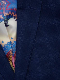 Robert Graham Blazers & Sportcoats|Tailored Fit Checked Wool Blend Blazer Blue