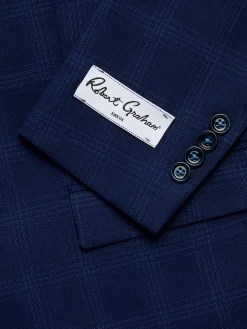 Robert Graham Blazers & Sportcoats|Tailored Fit Checked Wool Blend Blazer Blue