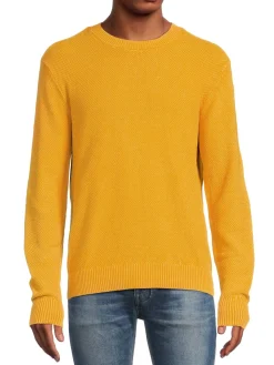 Onia Sweaters|Tailored Fit Crewneck Knit Sweater Yellow