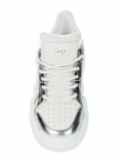 Giuseppe Zanotti Talon Leather & Embossed Metallic Leather Sneakers