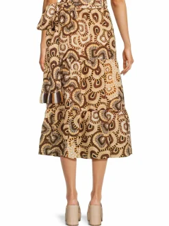 Women Marie Oliver Tanya Linen Silk Blend Maxi Skirt