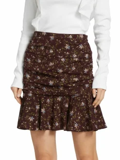 Women Veronica Beard Taras Ruched Silk Mini Skirt