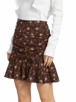 Women Veronica Beard Taras Ruched Silk Mini Skirt