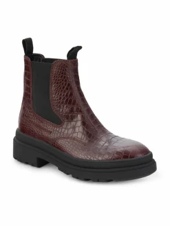 Aquatalia Tessy Croc Embossed Leather Chelsea Boots