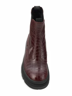 Aquatalia Tessy Croc Embossed Leather Chelsea Boots