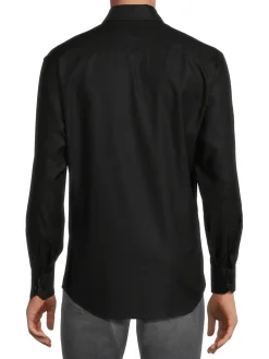 Bertigo Casual Button-Down Shirts|Textured Long Sleeve Shirt Black