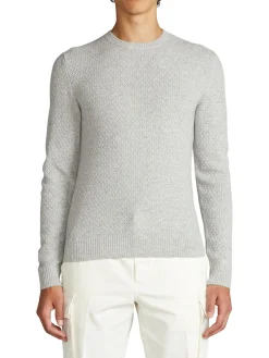 Ralph Lauren Purple Label Cashmere|Textured Long-Sleeve Sweater Grey