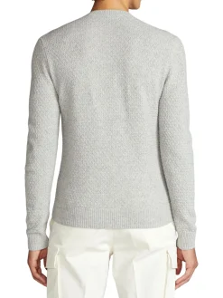 Ralph Lauren Purple Label Cashmere|Textured Long-Sleeve Sweater Grey