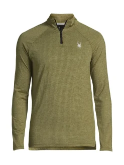 Spyder Sweatshirts & Hoodies|Textured Ribbed Zip Up Pullover Deep Olive