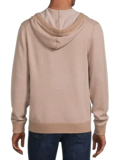 Vince Cashmere|Textured Wool & Cashmere Hoodie Camel