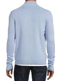 Malo Cashmere|Textured Wool & Cashmere Zip Cardigan Ice Blue