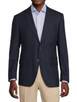 Saks Fifth Avenue Blazers & Sportcoats|Textured Wool Modern Fit Blazer Navy