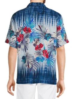 Tommy Bahama Casual Button-Down Shirts|Tide Pool Royale Short Sleeve Silk Button Down Shirt Blue Allure