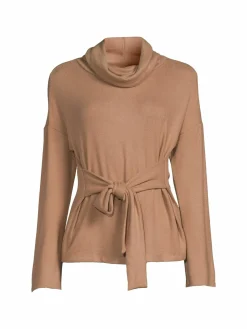Women Andrew Marc Sport Tie Cowlneck Sweater