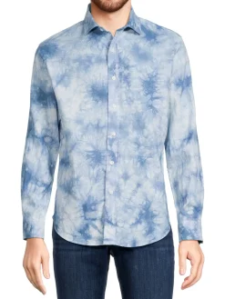 Siamo Verano Linen|Tie Dye Linen Blend Shirt Denim